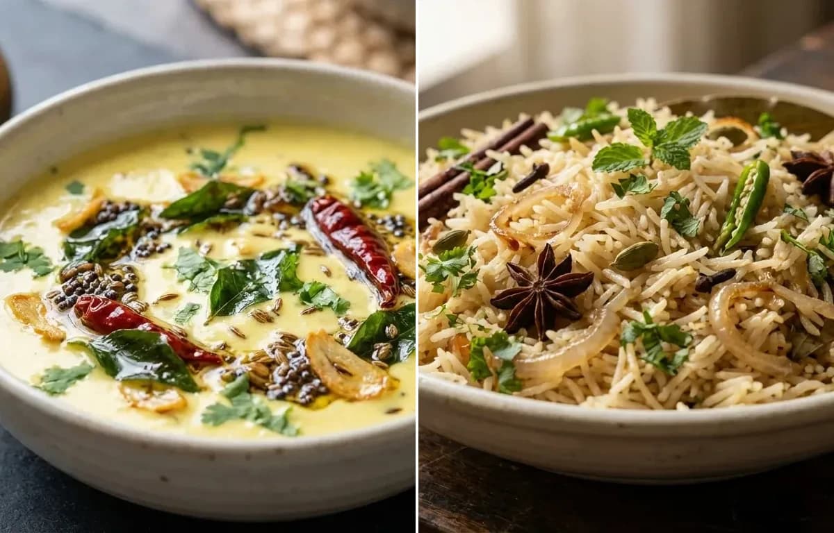 Hyderabadi Dahi ki Kadi with Bagara Chawal