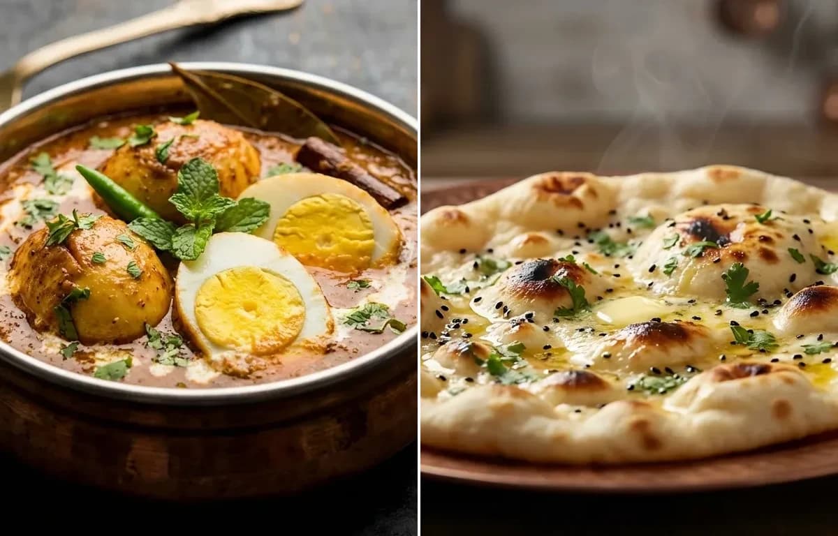 Hyderabadi Dum ka Egg Curry with Butter Naan