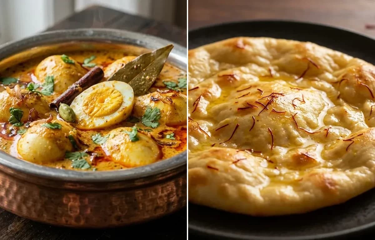 Hyderabadi Egg Korma with Saffron Sheermal