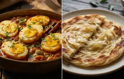 Hyderabadi Egg Roast with Parotta