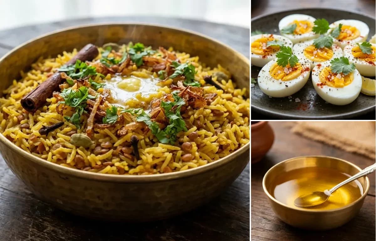 Hyderabadi Khichdi, Boiled Egg and Ghee