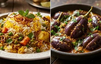 Hyderabadi Veg Biryani with Bagara Baingan