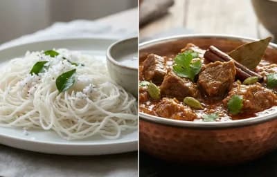 Idiyappam with Beef Curry