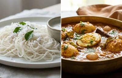 Idiyappam with Chettinad Egg Kuzhambu