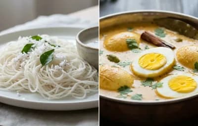 Idiyappam with Egg Kurma