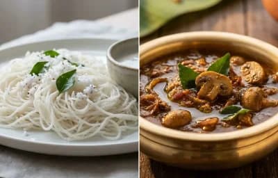 Idiyappam with Mushroom Theeyal