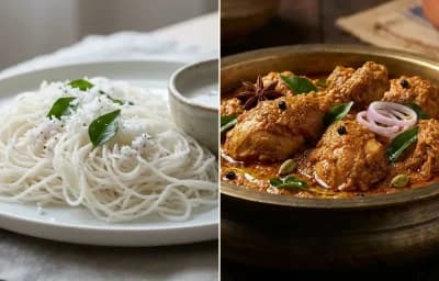 Idiyappam with Varutharacha Kozhi Curry
