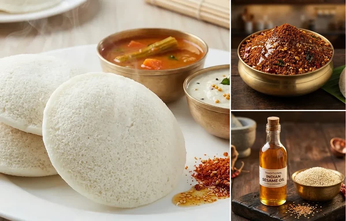 Idli, Idli Podi and Sesame Oil