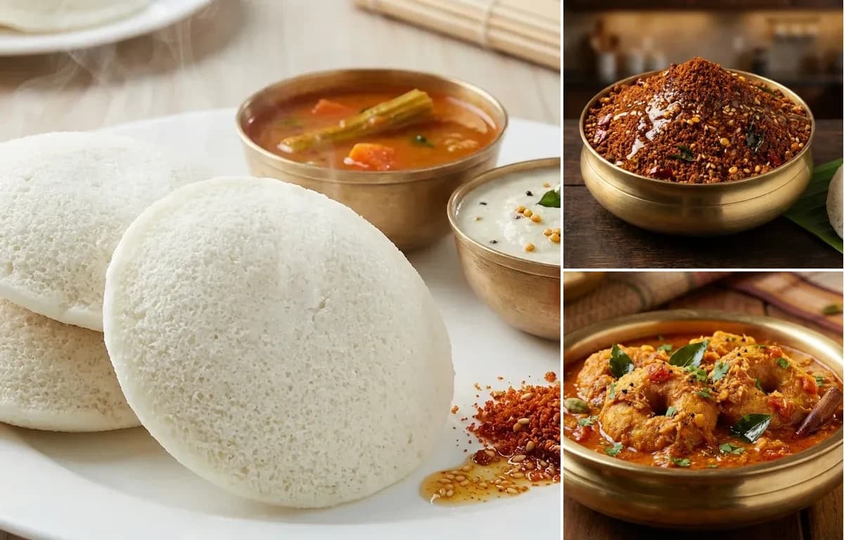 Idli, Idli Podi and Vada Curry