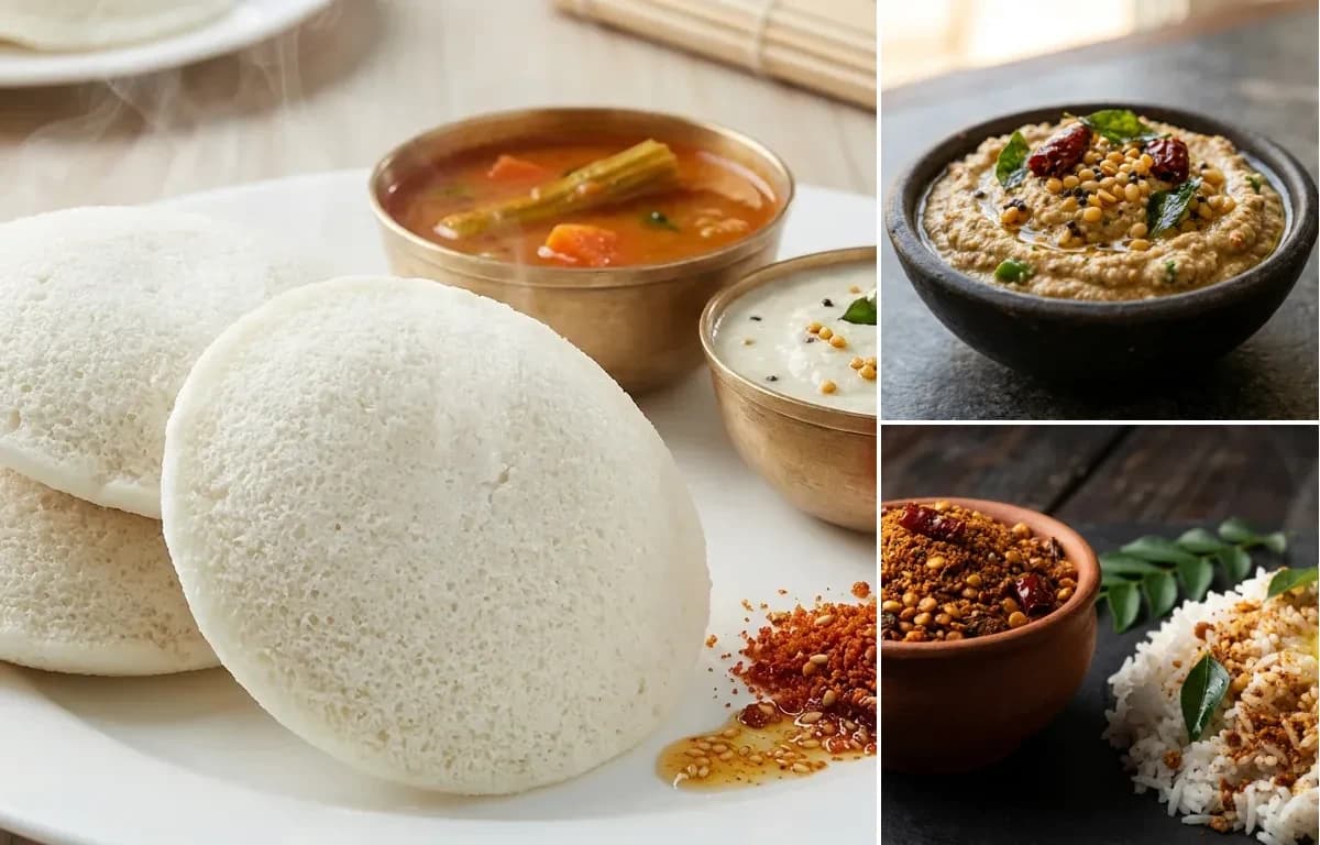 Idli, Palli Pachadi and Andhra Karam Podi