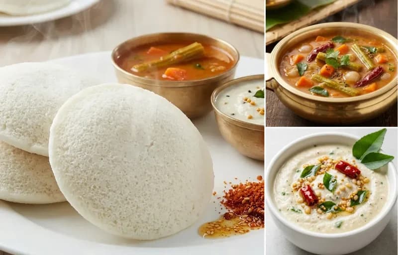 Idli, Sambar and Coconut Chutney