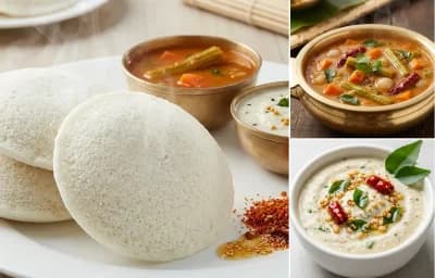 Idli, Sambar and Coconut Chutney