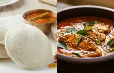 Idli with Fish Curry