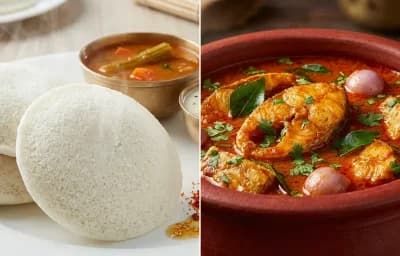 Idli with Meen Kozhambu