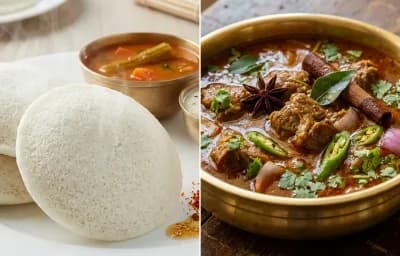 Idli with Mutton Salna