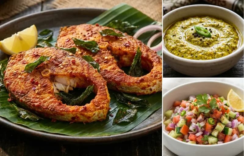 Indian Fish Fry, Bengali Kasundi and Kachumber Salad