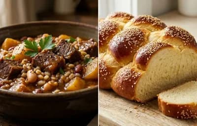 Jewish Cholent with Challah Bread