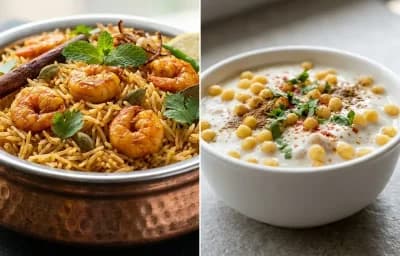 Jhinga Pulao with Boondi Raita