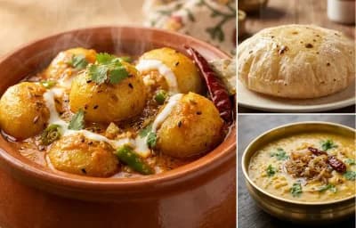 Jodhpuri Aloo with Phulka and Moong Dal Tadka