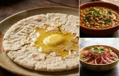 Jowar Bhakri with Alsande Tondak and Onion Salad