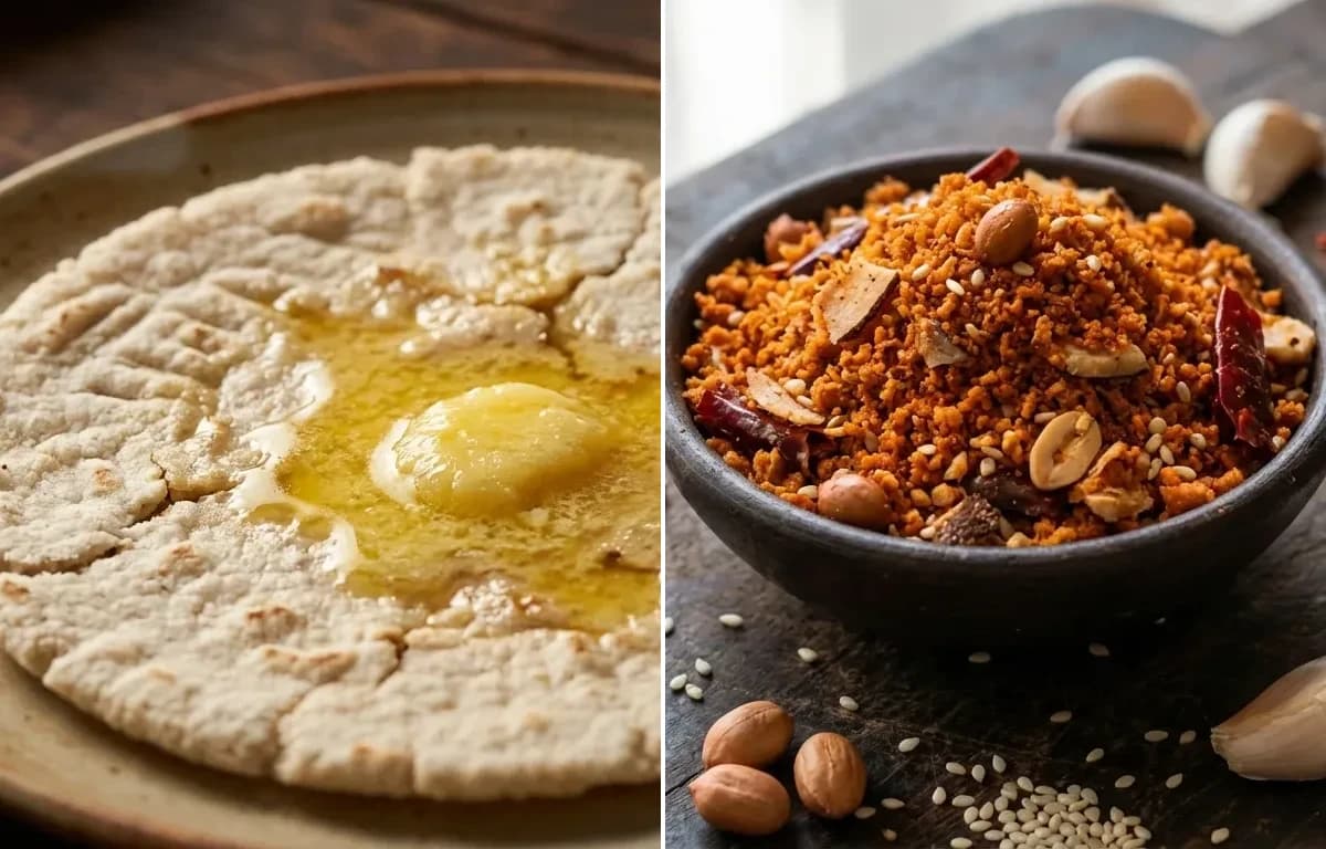 Jowar Bhakri with Dry Garlic Chutney