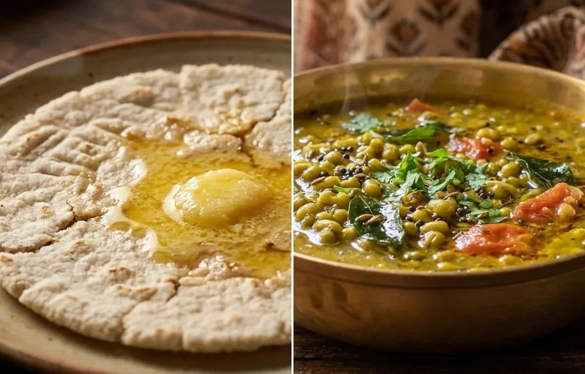 Jowar Bhakri with Gujarati Moong Curry