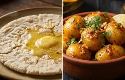 Jowar Bhakri with Lasaniya Batata