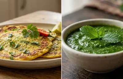 Juwar na Pudla with Mint Chutney