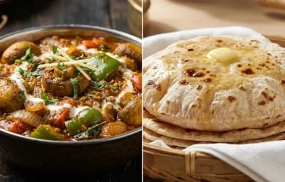 Kadai Mushroom with Tawa Roti