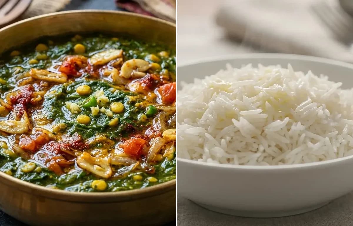 Kadam Saag with Steamed Basmati Rice