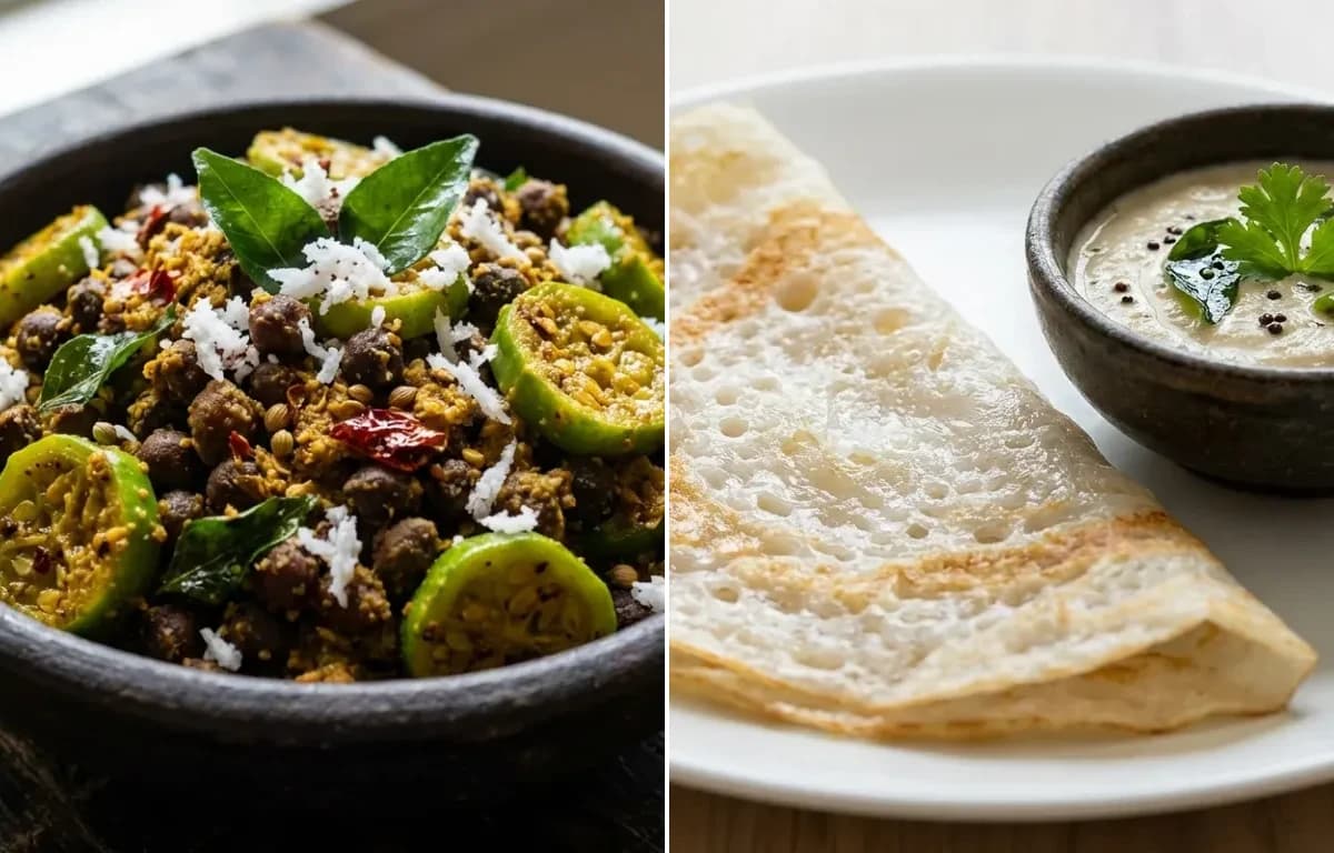 Kadle Manoli Sukka with Neer Dosa