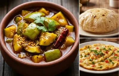 Kairi ki Sabzi with Phulka and Masala Omelette
