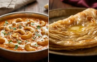 Kaju Curry with Warqi Paratha