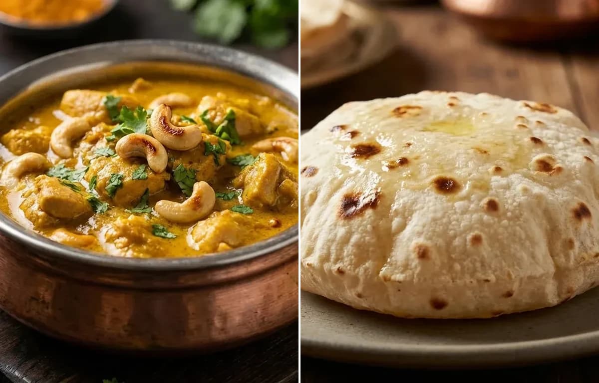 Kaju Kodi Kura with Pulka Roti