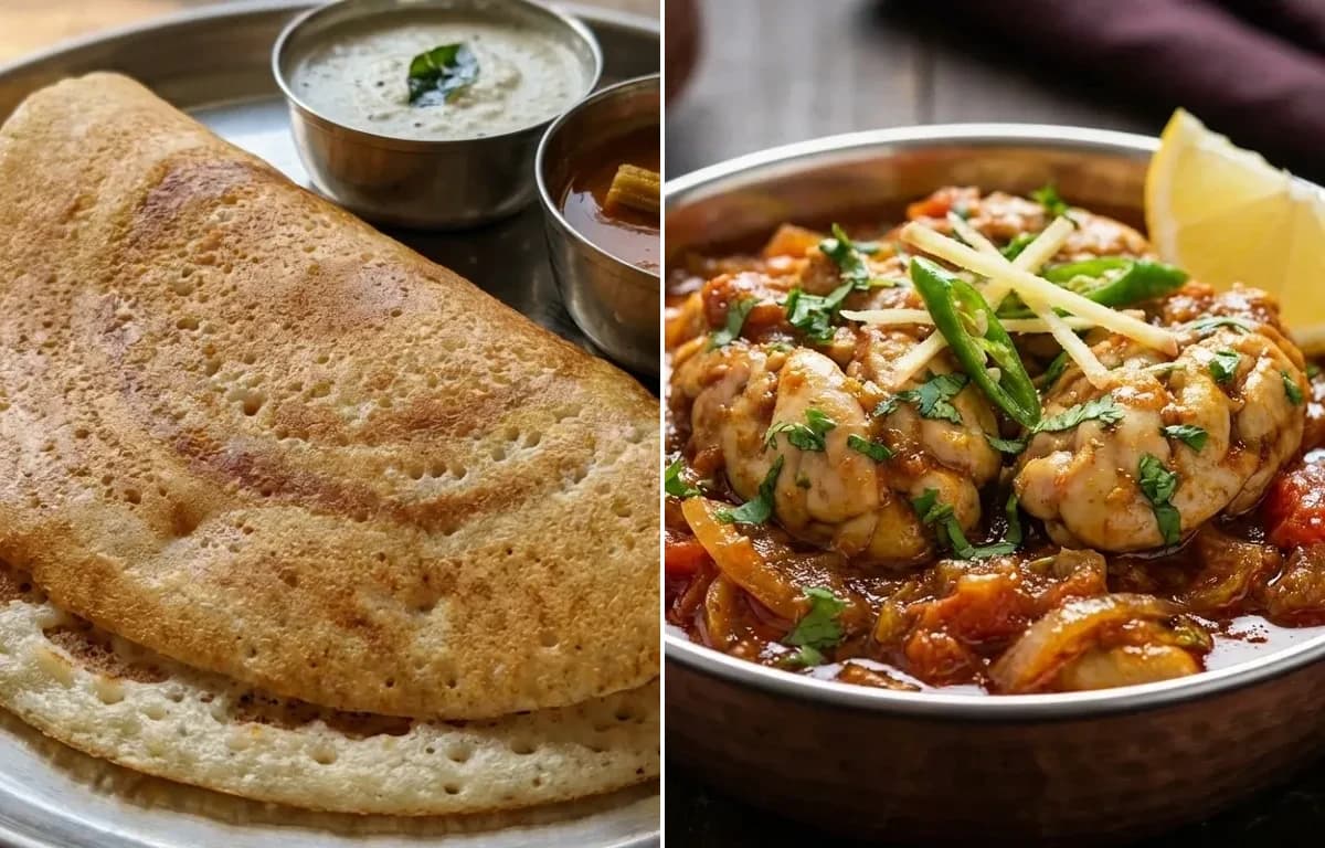 Kal Dosa with Bheja Fry