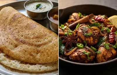 Kal Dosa with Chicken Chukka