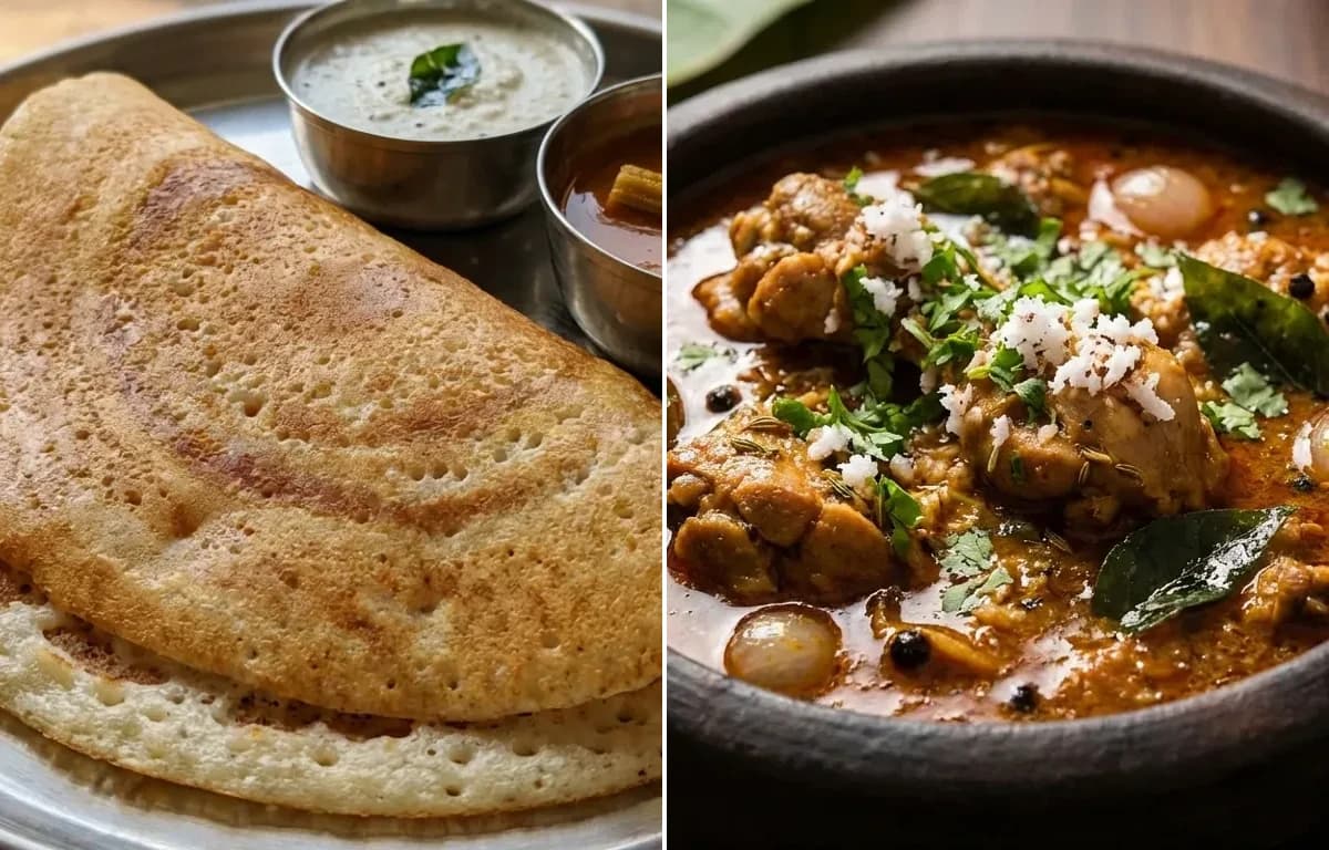 Kal Dosa with Nattu Kozhi Kozhambu