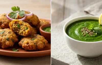 Kalmi Vada with Hari Chutney