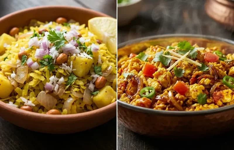 Kanda Poha with Anda Bhurji