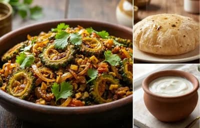 Karela Bhurji with Phulka and Curd