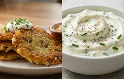 Kartoffelpuffer with Sour Cream and Chive Dip