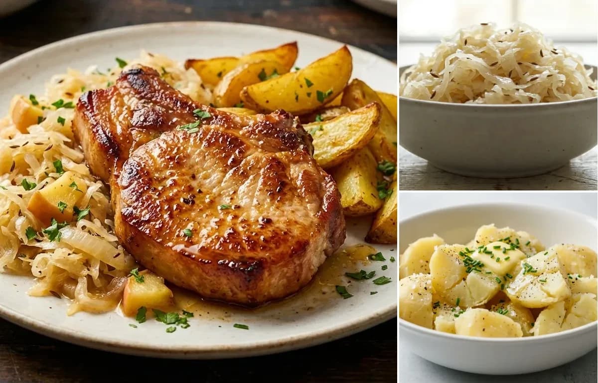Kassler Rippchen, Sauerkraut and Boiled Potatoes