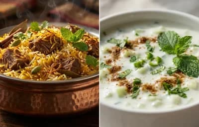 Kathal Biryani with Cucumber Raita