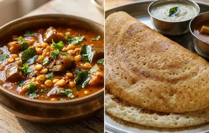 Kathirikai Gothsu with Kal Dosa