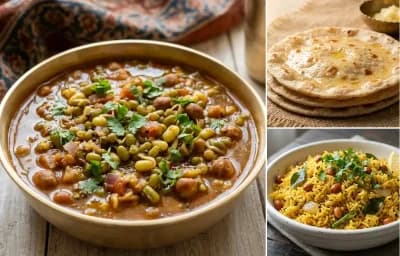 Kathol nu Shaak with Rotli and Vagharela Bhaat