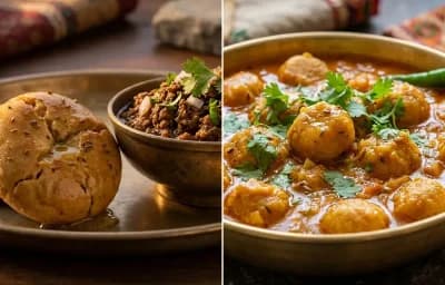 Keema Baati with Gatte ki Sabzi