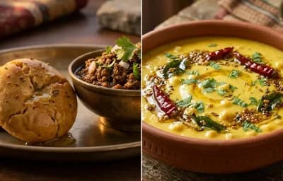 Keema Baati with Rajasthani Kadhi