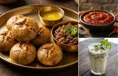 Keema Bati, Lehsun Chutney and Masala Chaas