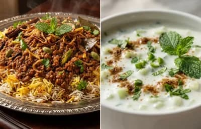 Keema Biryani with Cucumber Raita