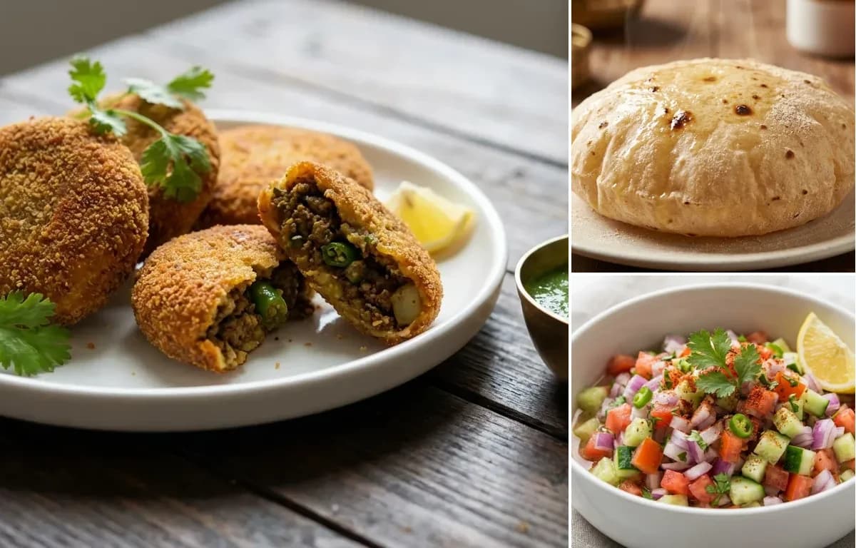 Keema Cutlet, Phulka and Kachumber Salad